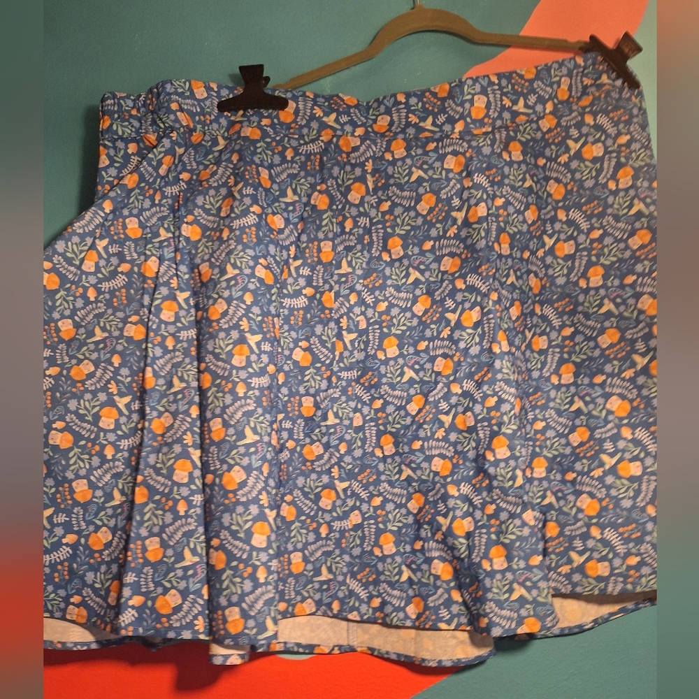 Retrolicious Unique Vintage Cottagecore Mushroom Fairy House Mid Skirt 4x